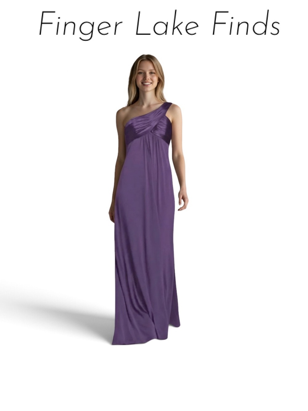 David's Bridal Purple One Shoulder Maxi Dress, 20